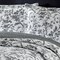 King Size Grey White Floral Reversible Quilt Set 3 Piece Bedding